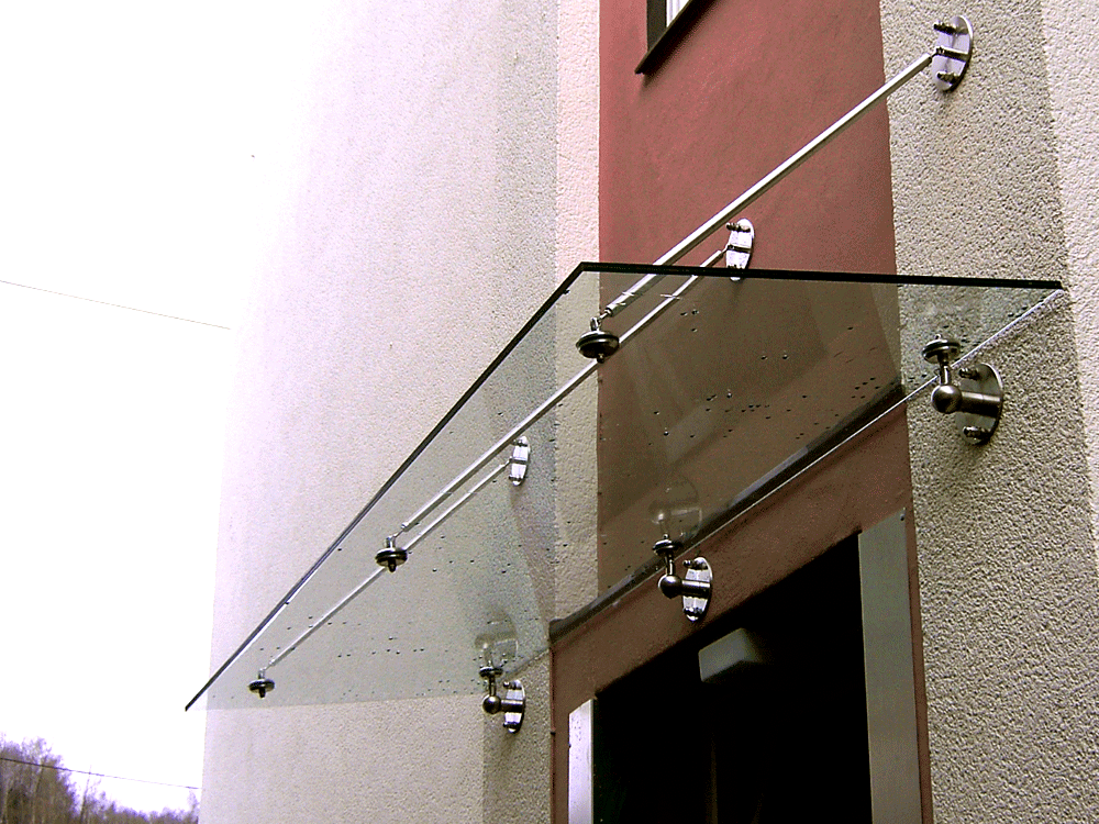 Glas Dach Haustüre